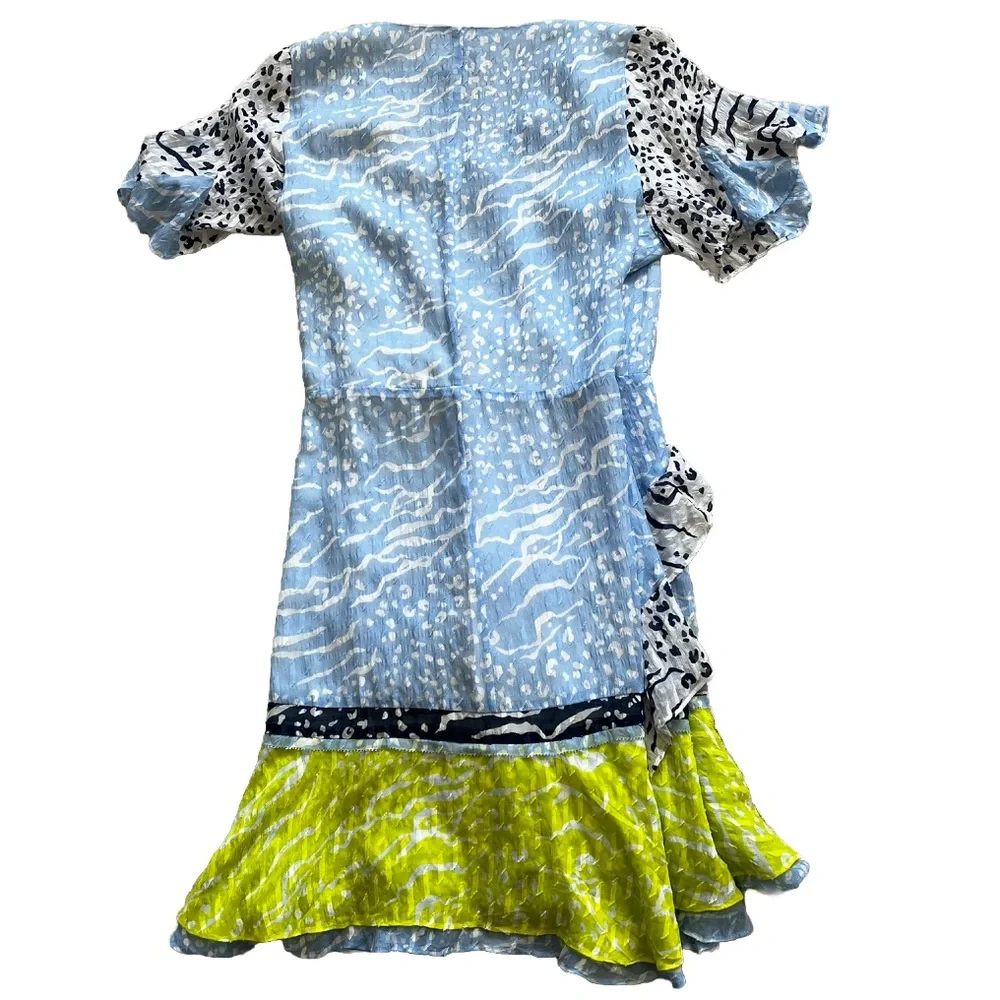 TANYA TAYLOR Bianka Ruffled Mix Print Dress Size 6 Feminine Flirty Date Party - Picture 4 of 12